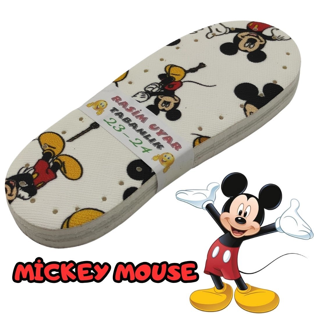 1 ÇİFT MICKEY MOUSE ÜÇ KATMANLI PATİK TABANI - ÜÇ KATMANLI