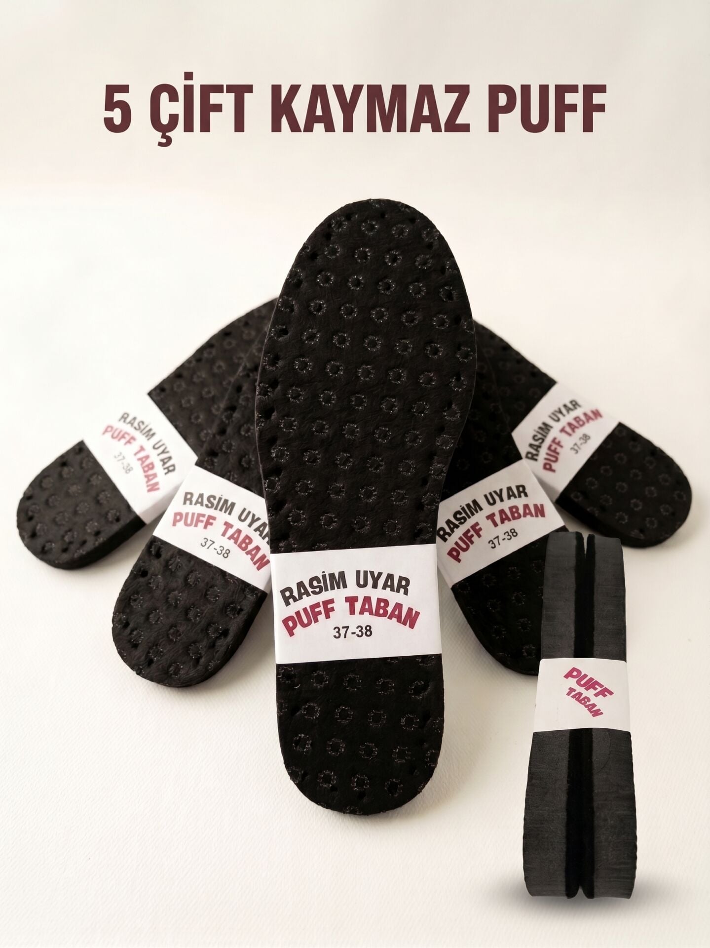 KAYMAZ PUFF KALIN  TERLİK TABANI 5 ÇİFT   - ÜÇ KATMANLI