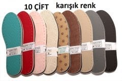 SUNİ DERİLİ PATİK TABANI İKİ KATMANLI KEÇESİZ (10'LU PAKET) KARIŞIK RENK