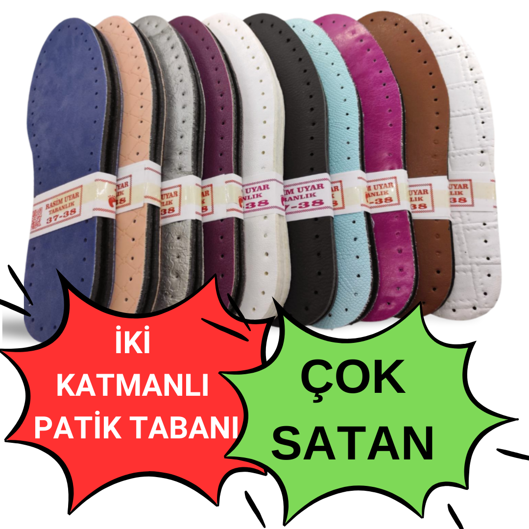 SUNİ DERİLİ PATİK TABANI İKİ KATMANLI KEÇESİZ (10'LU PAKET) KARIŞIK RENK