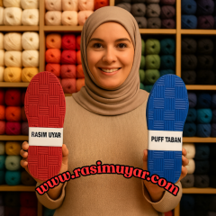 5 ÇİFT KARIŞIK RENKLİ PUFF TERLİK TABAN- İKİ KATMANLI - İÇİ KEÇELİ - DELİKLİ