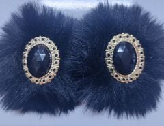 PATİK SÜSÜ SİYAH OVAL TASARIM SİYAH TAŞLI