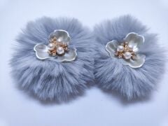 PATİK SÜSÜ 3 YAPRAKLI YASEMİN GRİ TÜYLÜ