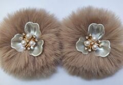 PATİK SÜSÜ 3 YAPRAKLI YASEMİN S.KAHVE  TÜYLÜ