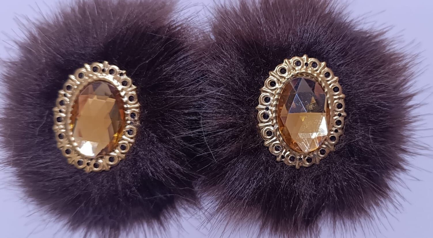 PATİK SÜSÜ  HÜRREM OVAL  KAHVERENGİ   TÜYLÜ BAL TAŞLI