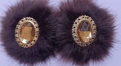 PATİK SÜSÜ  HÜRREM OVAL  KAHVERENGİ   TÜYLÜ BAL TAŞLI