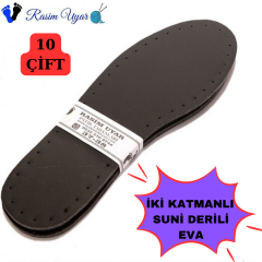 SİYAH SUNİ DERİLİ PATİK TABANI İKİ KATMANLI KEÇESİZ (10'LU PAKET)