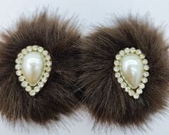 PATİK SÜSÜ HÜRREM KAHVERENGİ TÜYÜ KREM TAŞLI