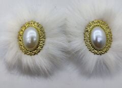 PATİK SÜSÜ  HÜRREM OVAL  KREM TÜYLÜ KREM TAŞLI