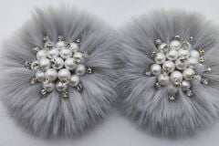 PATİK SÜSÜ AÇIK GRİ  TASARIM BEYAZ  TAŞLI