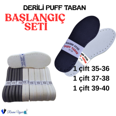 3 ÇİFT DERİLİ PUFF BAŞLANGIÇ SETİ -KALIN  TERLİK TABANI  - ÜÇ KATMANLI