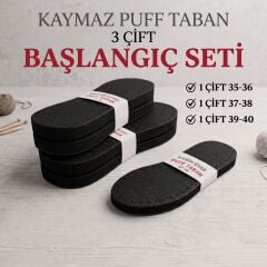 3 ÇİFT KAYMAZ PUFF BAŞLANGIÇ SETİ -KALIN  TERLİK TABANI  - ÜÇ KATMANLI