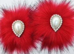 PATİK SÜSÜ HÜRREM KIRMIZI  TÜY KREM  TAŞLI