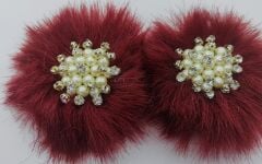 PATİK SÜSÜ BORDO TASARIM KREM TAŞLI