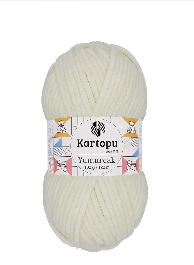 KARTOPU YUMURCAK KADİFE İP KIRIK BEYAZ K011