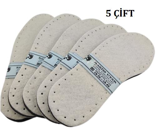 5 ÇİFT BEYAZ KEÇE KAPLI EVA PATİK TABANI İKİ KATMANLI