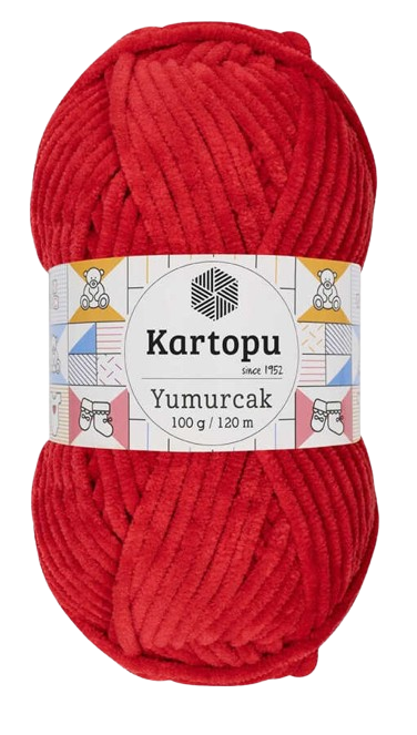 KARTOPU YUMURCAK KADİFE İP KIRMIZI 165