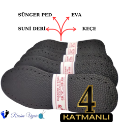 5 ÇİFT DÖRT KATMANLI KOMFORT PATİK TABANI  (suni deri+sünger ped+eva+keçe)