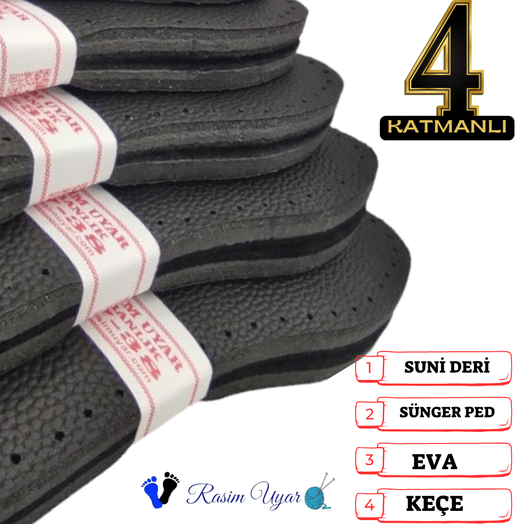 5 ÇİFT DÖRT KATMANLI KOMFORT PATİK TABANI  (suni deri+sünger ped+eva+keçe)