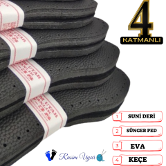 1 ÇİFT DÖRT KATMANLI KOMFORT PATİK TABANI  (suni deri+sünger ped+eva+keçe)