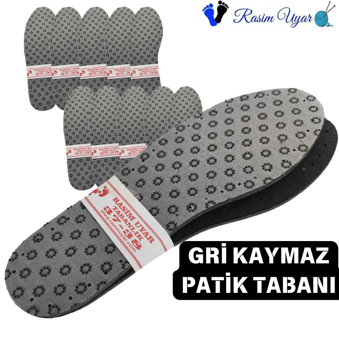 GRİ KAYMAZ KUMAŞLI PATİK TABANI (ÜÇ KATMANLI İÇİ KEÇELİ) 10 ÇİFT