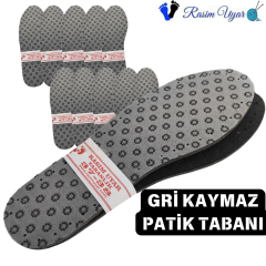 GRİ KAYMAZ KUMAŞLI PATİK TABANI (ÜÇ KATMANLI İÇİ KEÇELİ) 10 ÇİFT