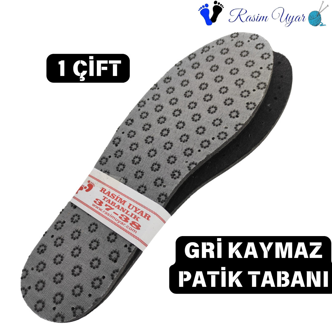 1 ÇİFT GRİ KAYMAZ KUMAŞLI PATİK TABANI (ÜÇ KATMANLI - KEÇELİ)