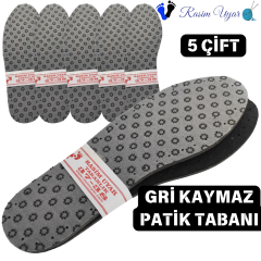 5 ÇİFT GRİ KAYMAZ KUMAŞLI PATİK TABANI (ÜÇ KATMANLI-KEÇELİ)