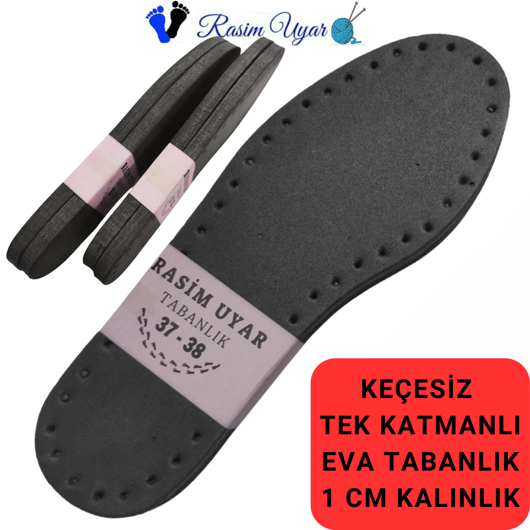 5 ÇİFT EKO-PUFF  TERLİK TABANI -1 CM-  KEÇESİZ TEK KATMANLI DELİKLİ