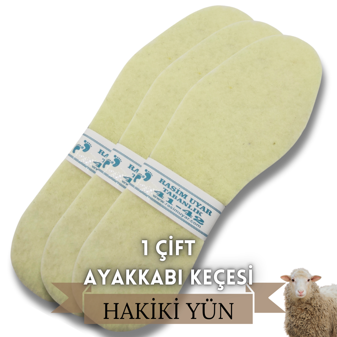 HAKİKİ YÜN TERMAL KIŞLIK AYAKKABI KEÇESİ 1 ÇİFT  (DELİKSİZ)
