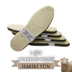 HAKİKİ YÜN TERMAL KIŞLIK AYAKKABI KEÇESİ 1 ÇİFT  (DELİKSİZ)